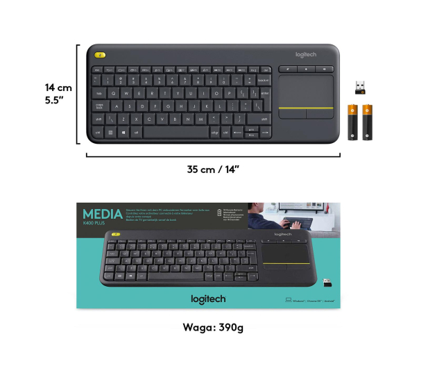 Klawiatura Logitech Media K400 plus black - 249334 - zdjęcie 13